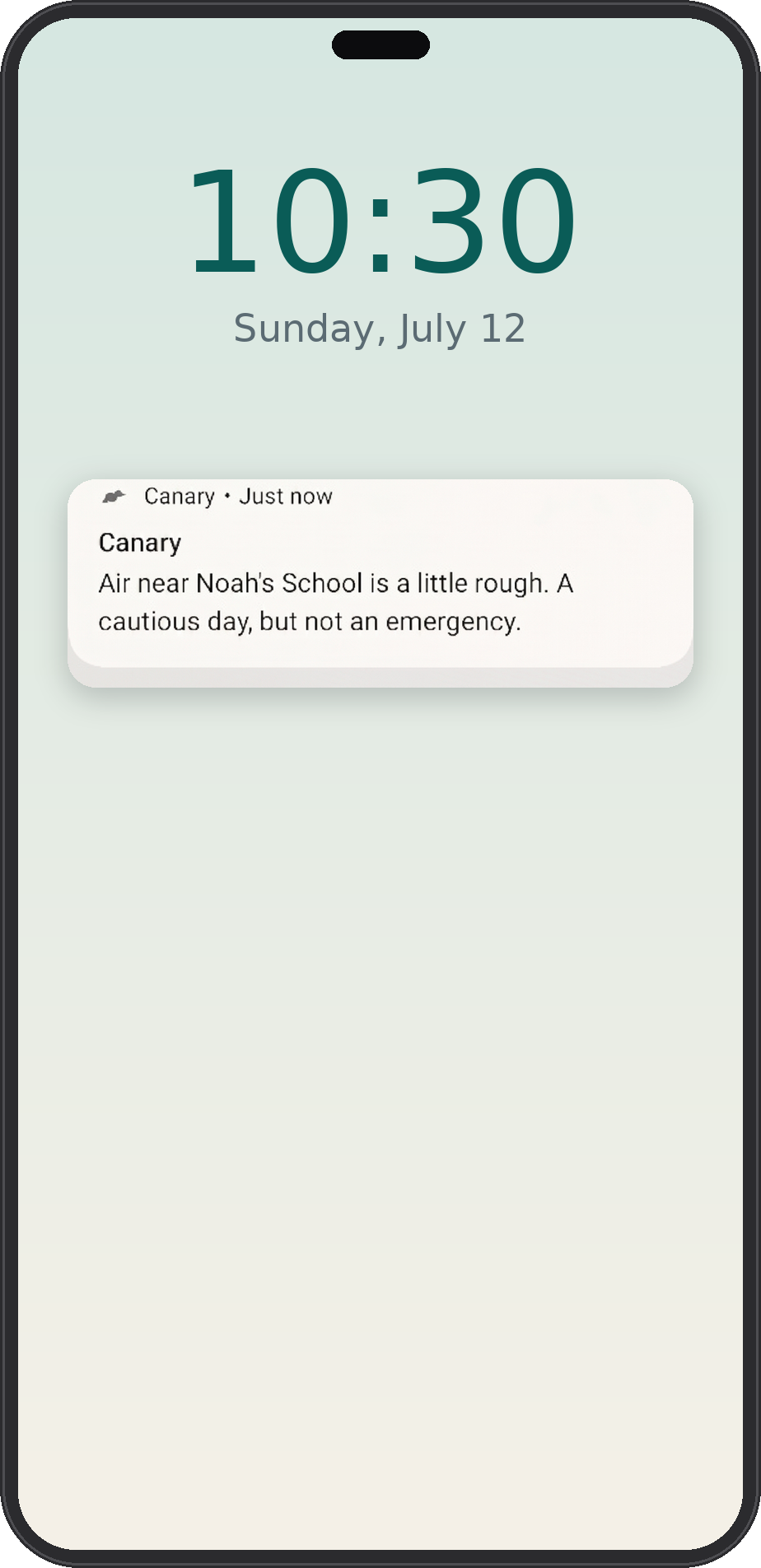 Canary lock screen air quality alert